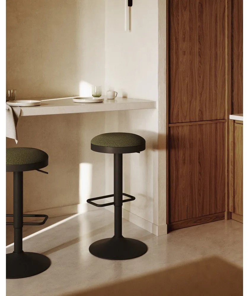 Sötétzöld kárpitozott állítható magasságú bárszék szett 2 db-os (ülésmagasság 53,5 cm) Zaib – Kave Home