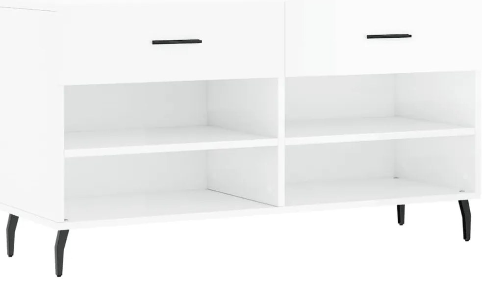 vidaXL magasfényű fehér szerelt fa cipőpolc 102x35x55 cm