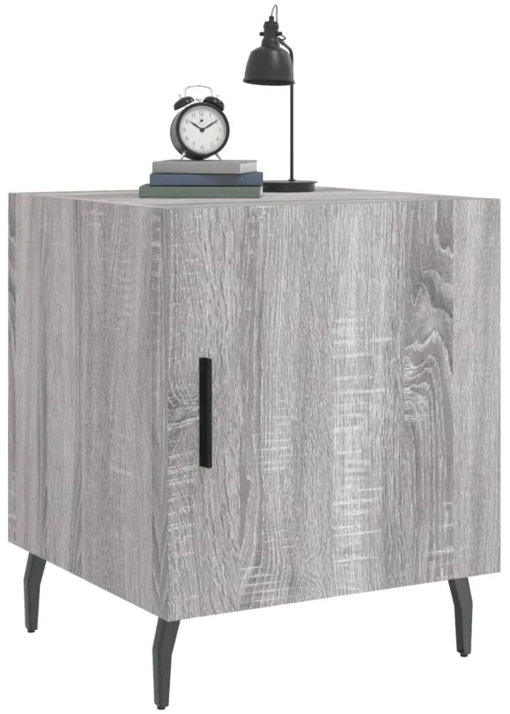 2 db szürke sonoma színű szerelt fa éjjeliszekrény 40x40x50 cm
