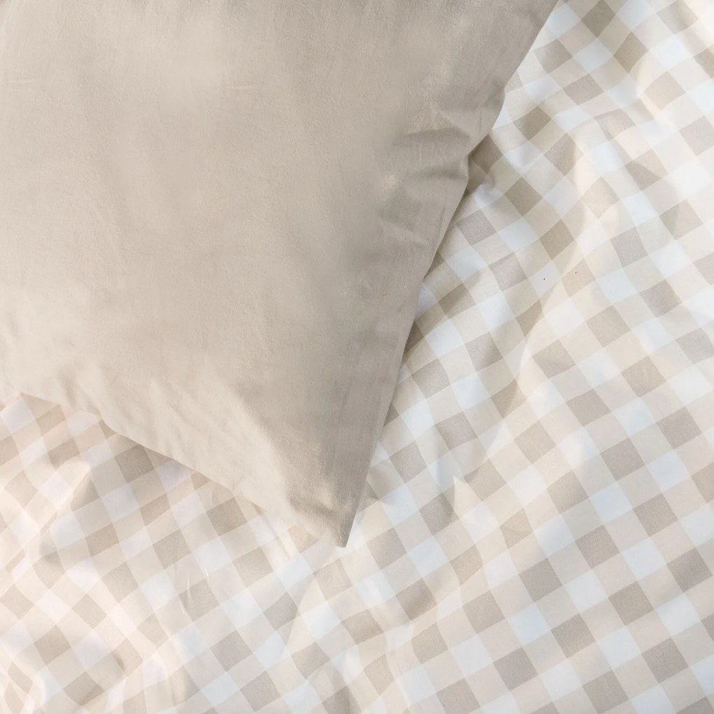 Goldea pamut ágyneműhuzat duo - latte színű kockás, latte színű hátoldal 240 x 220 és 2db 70 x 90 cm