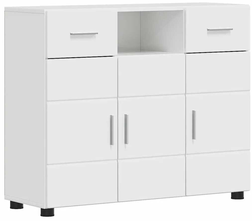 Széf fiókkal Magasfényű fehér 88.5 x 30.5 x 73 cm Faanyag