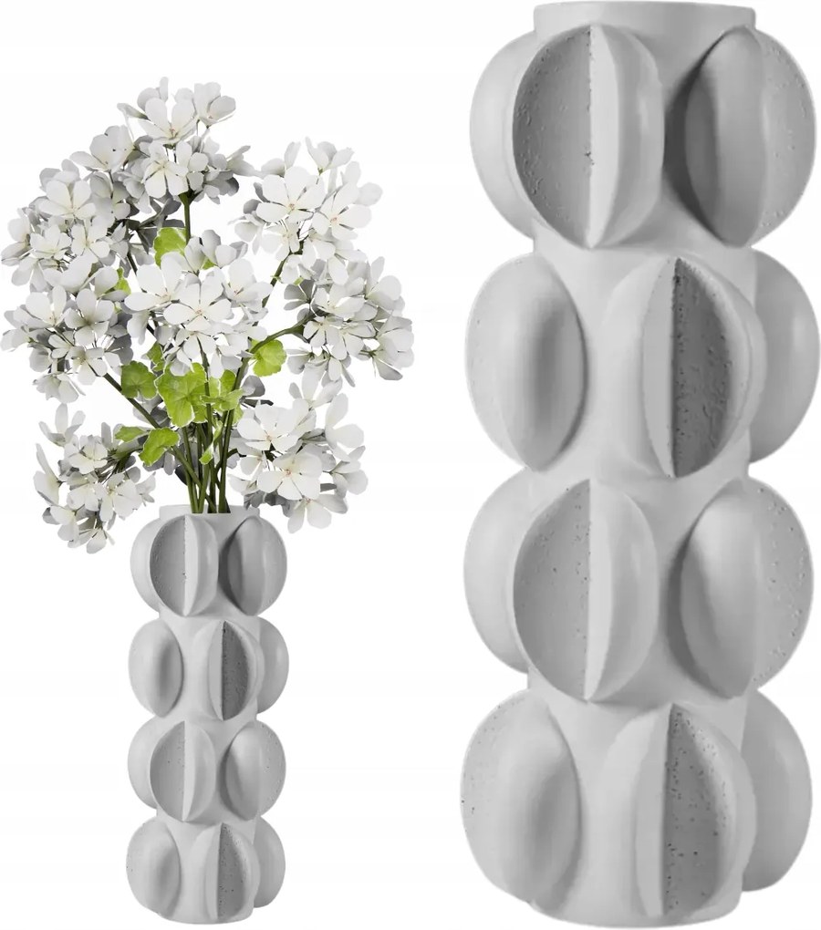 Magas Dekoratív Váza Flakon Dekoratív Fehér Csokorszőnyeg Virágok 37cm