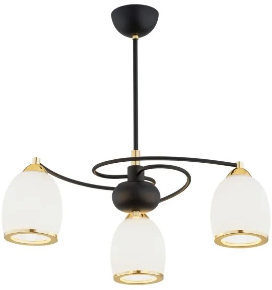 Argon 6144 - Csillár rúdon AVILA PLUS 3xE27/15W/230V fekete/arany/fehér