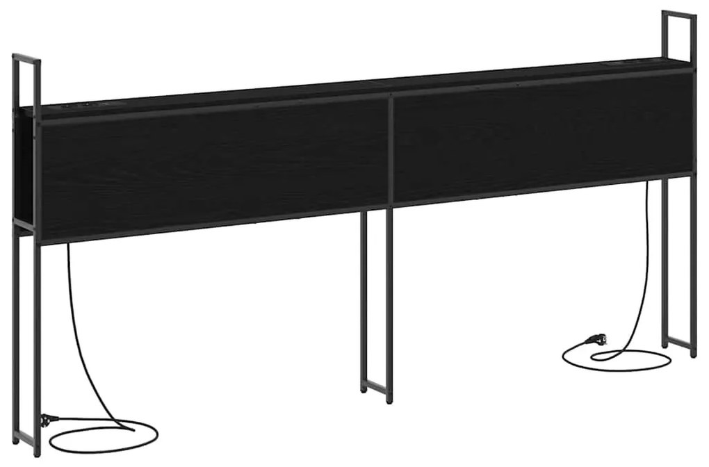 Tárolós Fejtámla Töltő Állomással Musta tammi 200 cm Faanyag