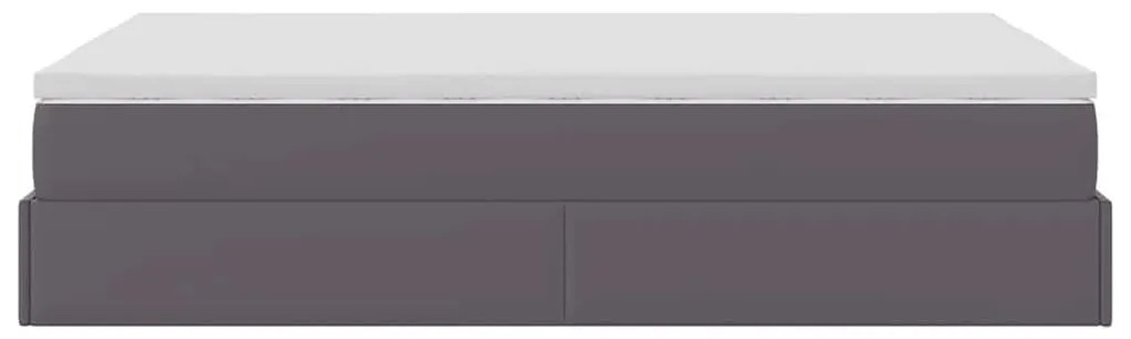 Ottomán ágykeret matraccal Szürke 120x190 cm műbőr 120x190 cm