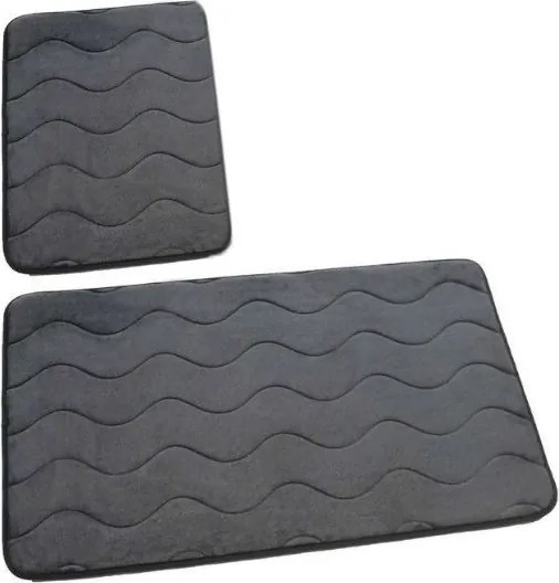 Fürdőszobaszőnyeg Sumba 2 részes Euromat sötétszürke hullámok