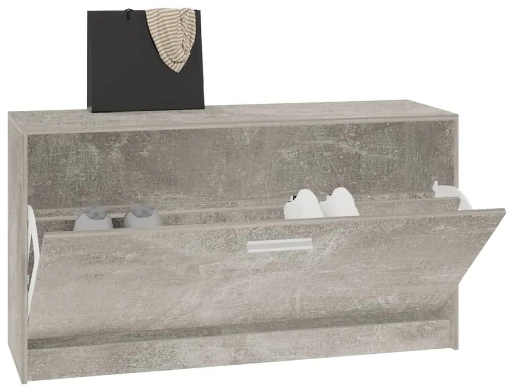 betonszürke szerelt fa cipőtároló pad 80x24x45 cm