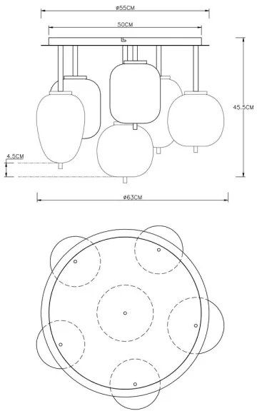 Globo 15345-6DMM - Felületre szerelhető csillár BLACKY 6xE14/40W/230V sárgaréz