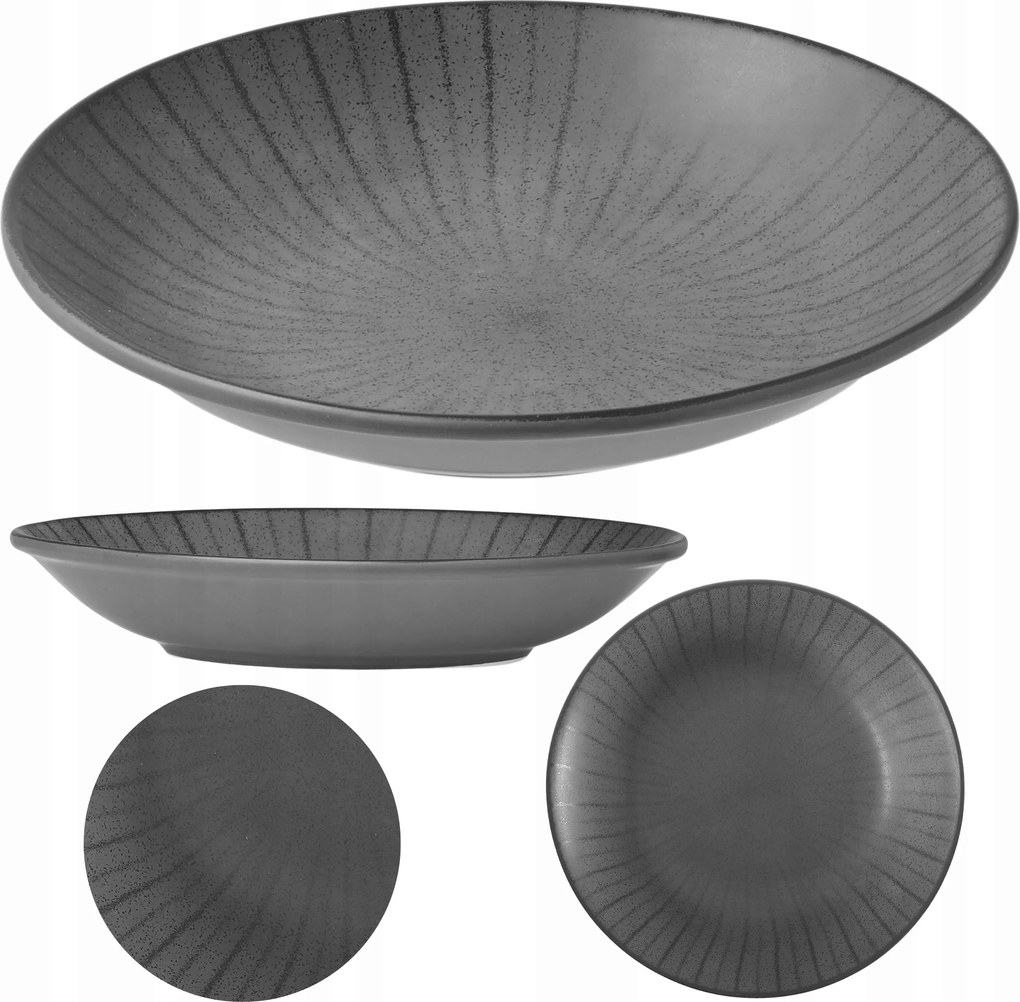 Mélytányér kerek leveses 23 cm sötétszürke porcelán Nordic