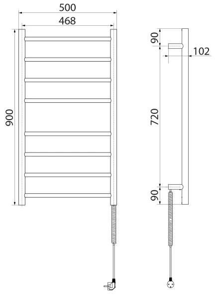 Sapho - Elektromos törölközőszárító REDONDO 75W/230V 90 cm fényezett króm kerek