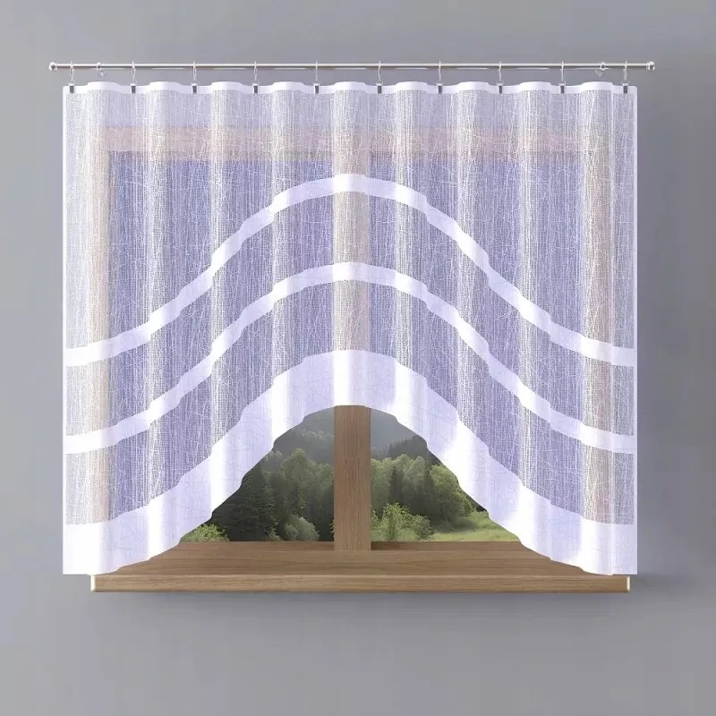 Gyönyörű finom jacquard függöny fehér csíkos Melanie 300x145cm