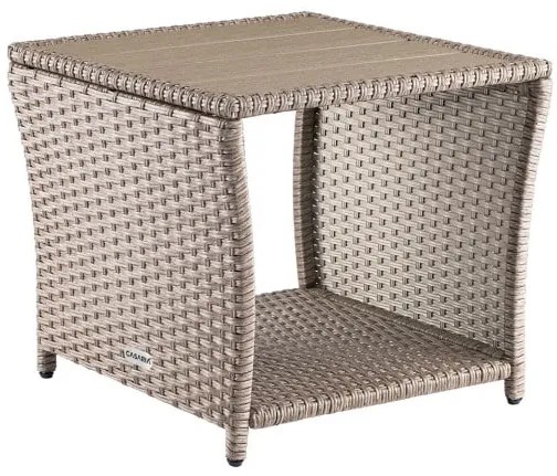 Casaria® Vedis polyrattan asztalka 45x45x40 cm - bézs