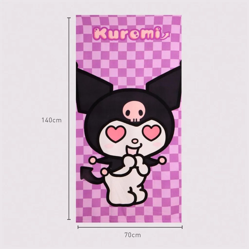 Hello Kitty Kuromi Heart fürdőlepedő, strand törölköző 70x140cm (Fast Dry)
