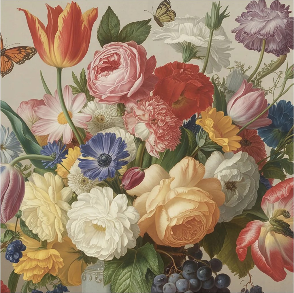 Stílusos Dekoratív Fotótapéta Flizelin Virágok és pillangók 250x250 Ragasztó