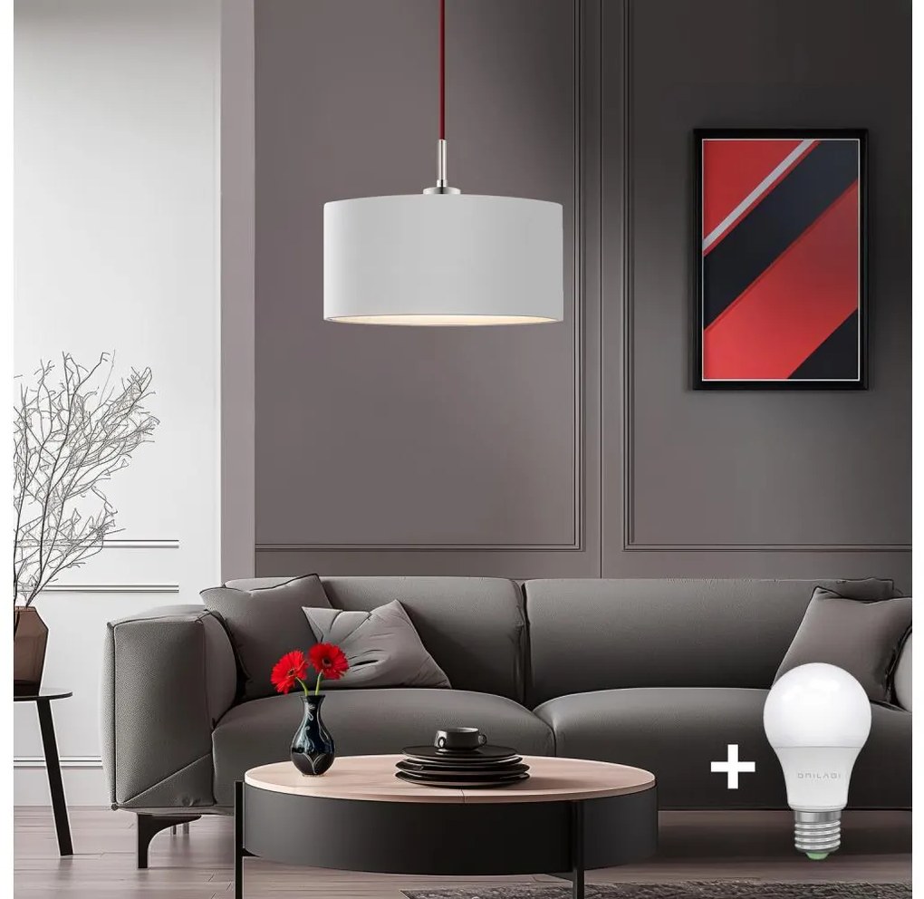 Eglo Eglo - LED Csillár zsinóron TUNJA 1xE27/60W/230V fehér EG32516I