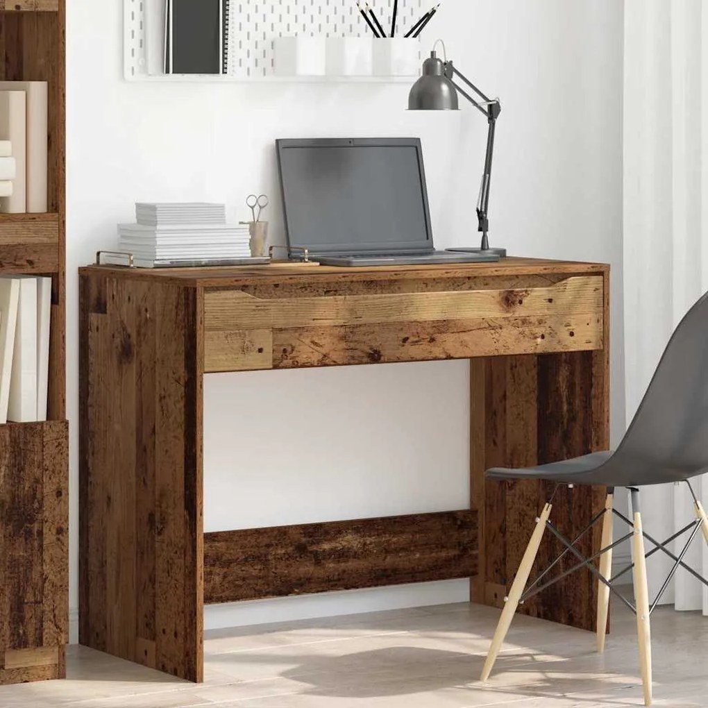 vidaXL Asztal fiókkal tárolóval Öreg fa 100 x 50 x 78 cm Faanyag