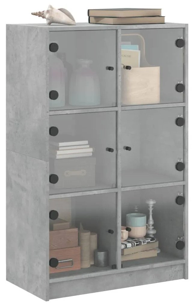 betonszürke szerelt fa magasszekrény ajtókkal 68 x 37 x 109 cm