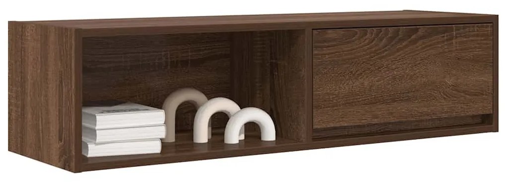 barna tölgy színű szerelt fa TV-szekrény 100x31x25,5cm