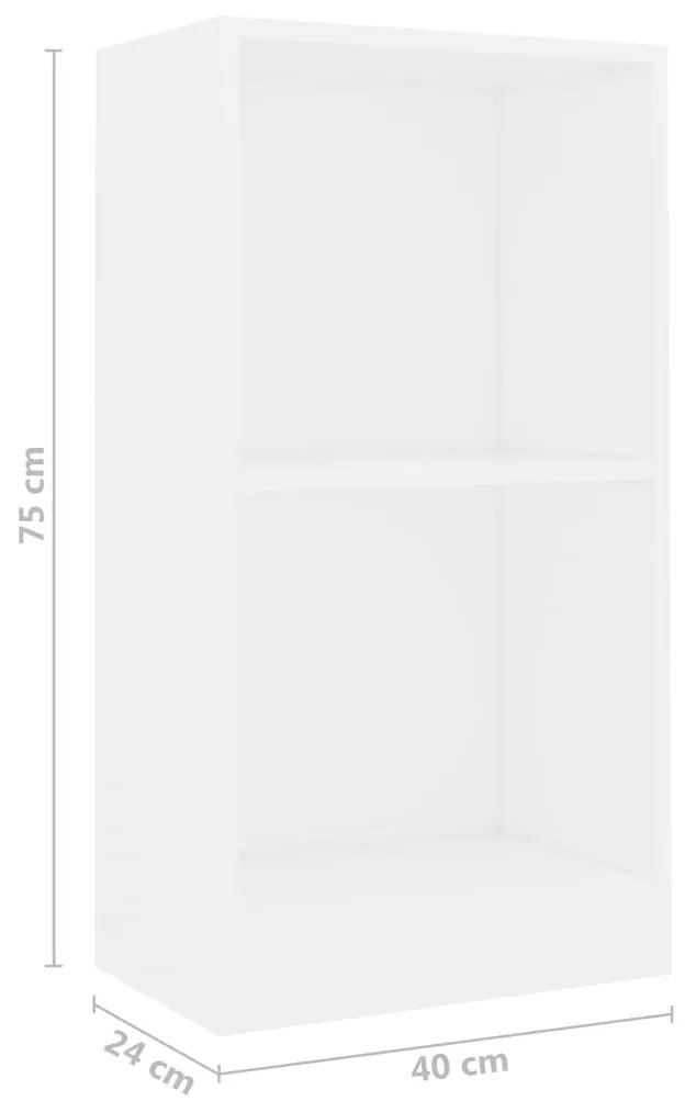 fehér szerelt fa könyvespolc 40x24x75 cm