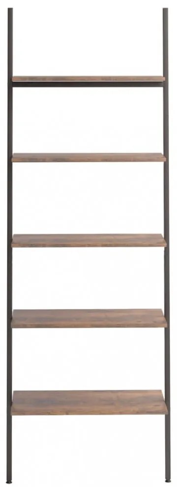 5 szintes sötétbarna és fekete létrapolc 64 x 34 x 185,5 cm