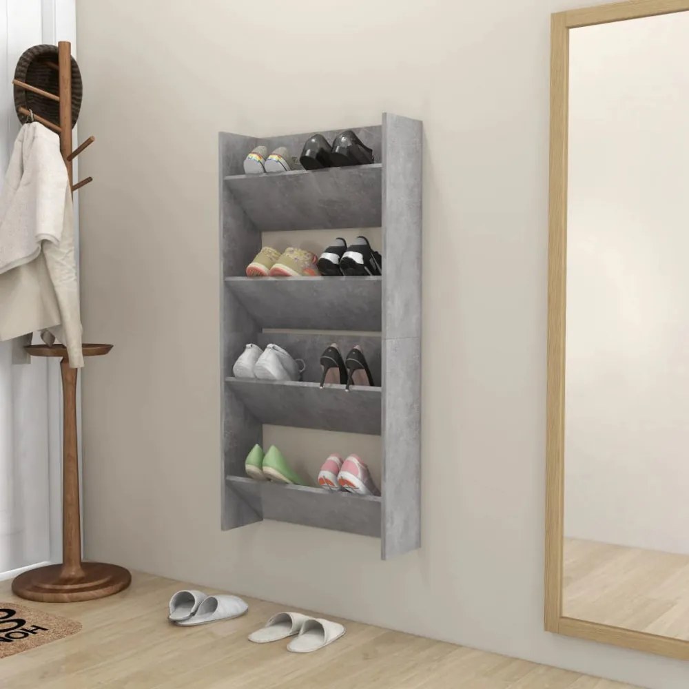 2 db betonszürke fali cipősszekrény 60 x 18 x 60 cm