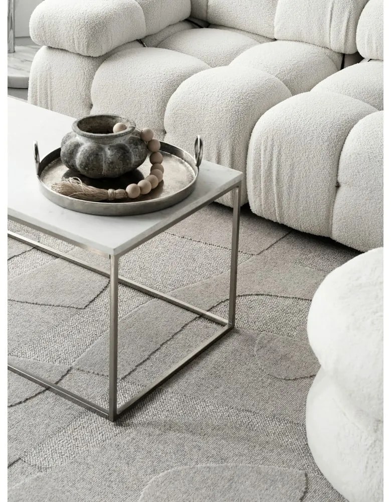 Világosszürke gyapjú szőnyeg 133x190 cm Morphic Botanica – Agnella