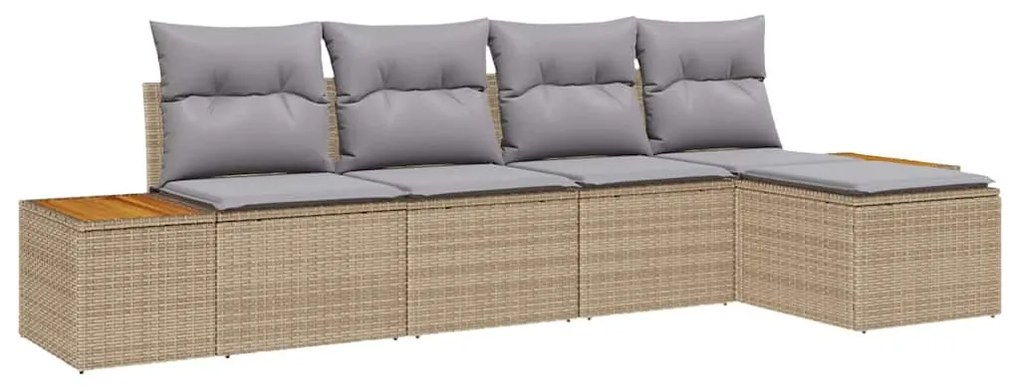 Kerti Kanapé Szett 5 pcs bézs és világosszürke 184 x 62 x 85 cm