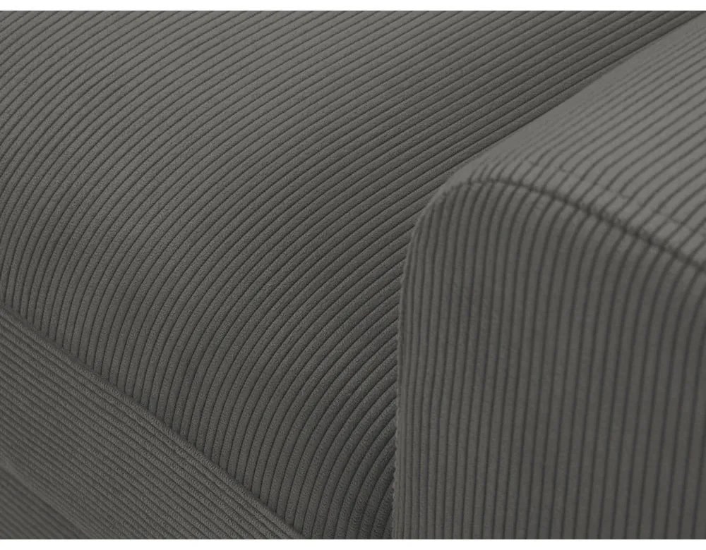 Sötétszürke kordbársony kinyitható tárolóhelyes sarokkanapé (bal oldali-heverő résszel) Kyoto – Cosmopolitan Design