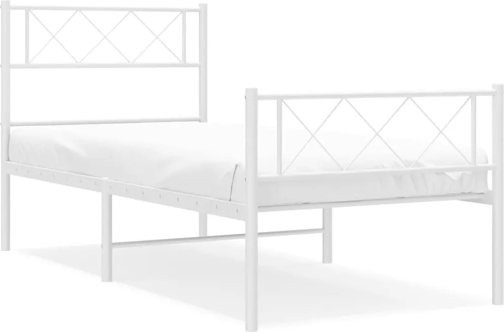 vidaXL fehér fém ágykeret fej- és lábtámlával 107 x 203 cm