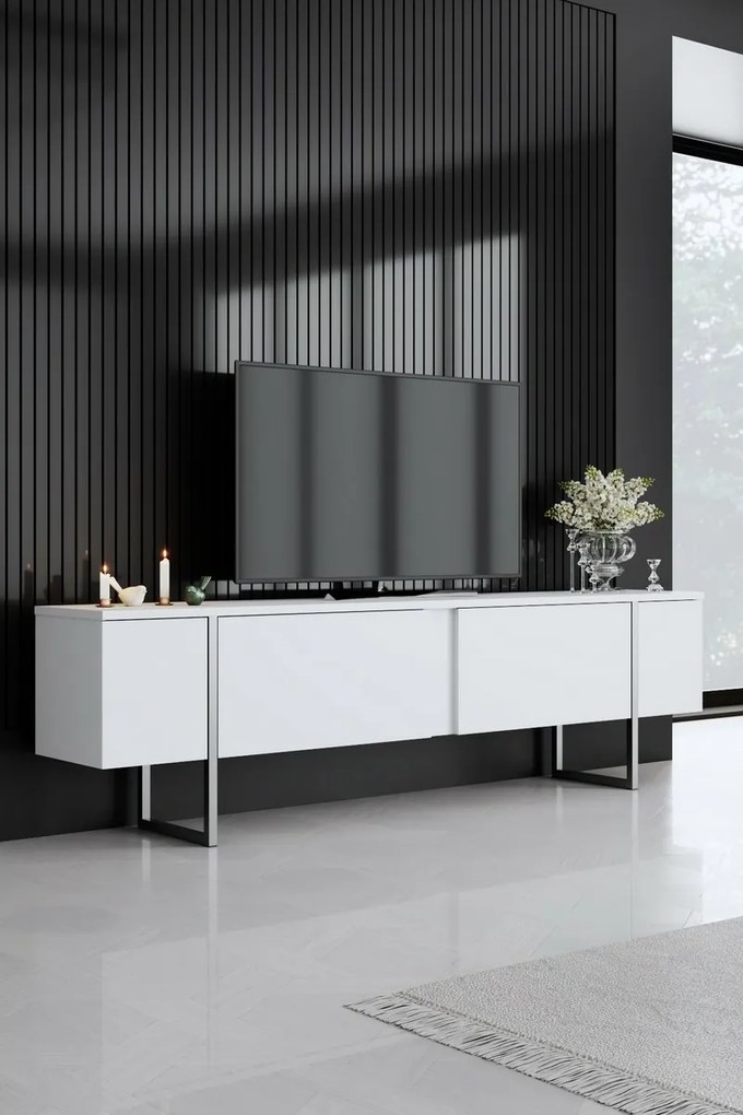 Luxe White and Silver TV-asztal