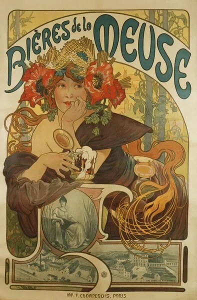 Reprodukció Meuse Beer; Bieres de La Meuse, 1897, Mucha, Alphonse Marie