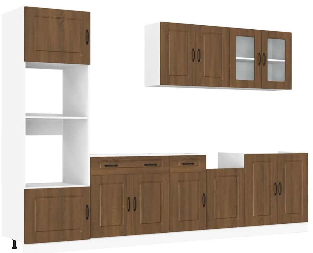 vidaXL 7 darabos konyhaszekrény szett Kalmar barna tölgy műfa