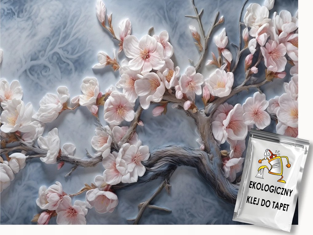 Fotótapéta Flizelina Természet Fa Ág Cseresznye Virágok 3D 100x75 ragasztó