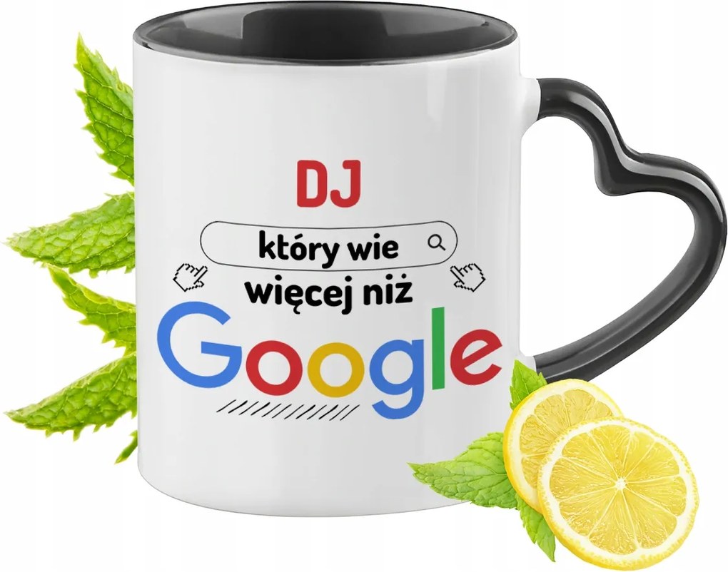 Dja Dj Bögre Fekete Szív Alakú Füllel Ajándék Nyomtatott