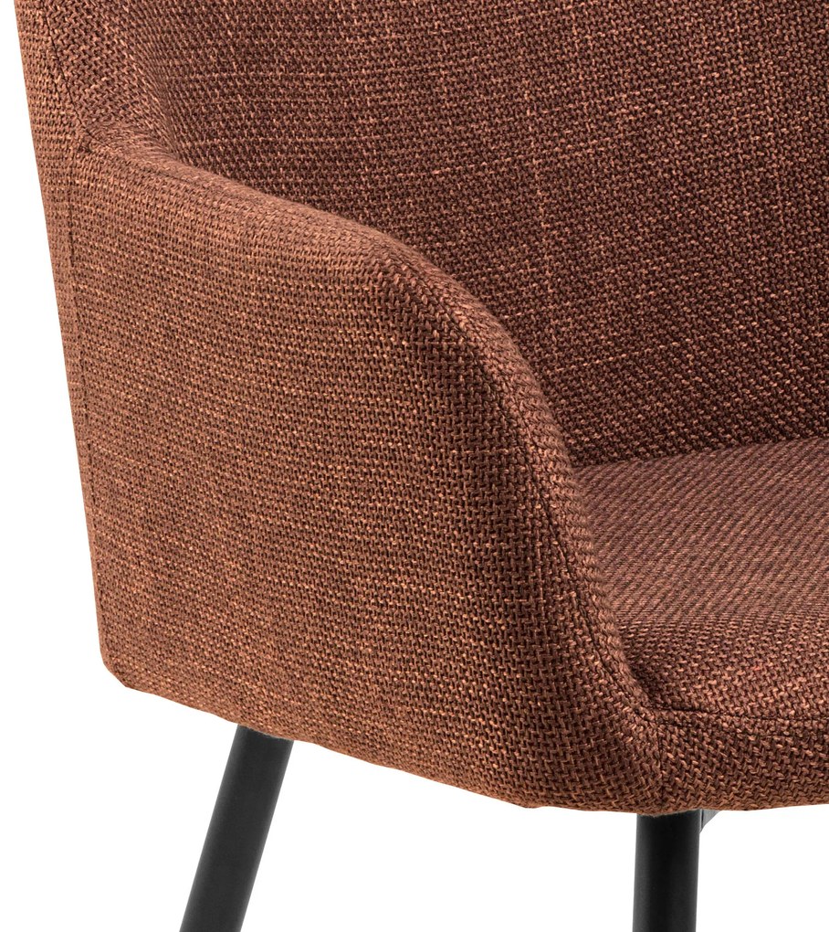 MAZZONI EXPORT VERA Terrakotta (Basel 44 szövet) - MODERN KÁRPITOZOTT KAGYLÓSZÉK LOFT STÍLUSÚ NAPPALIBA/ÉTKEZŐBE