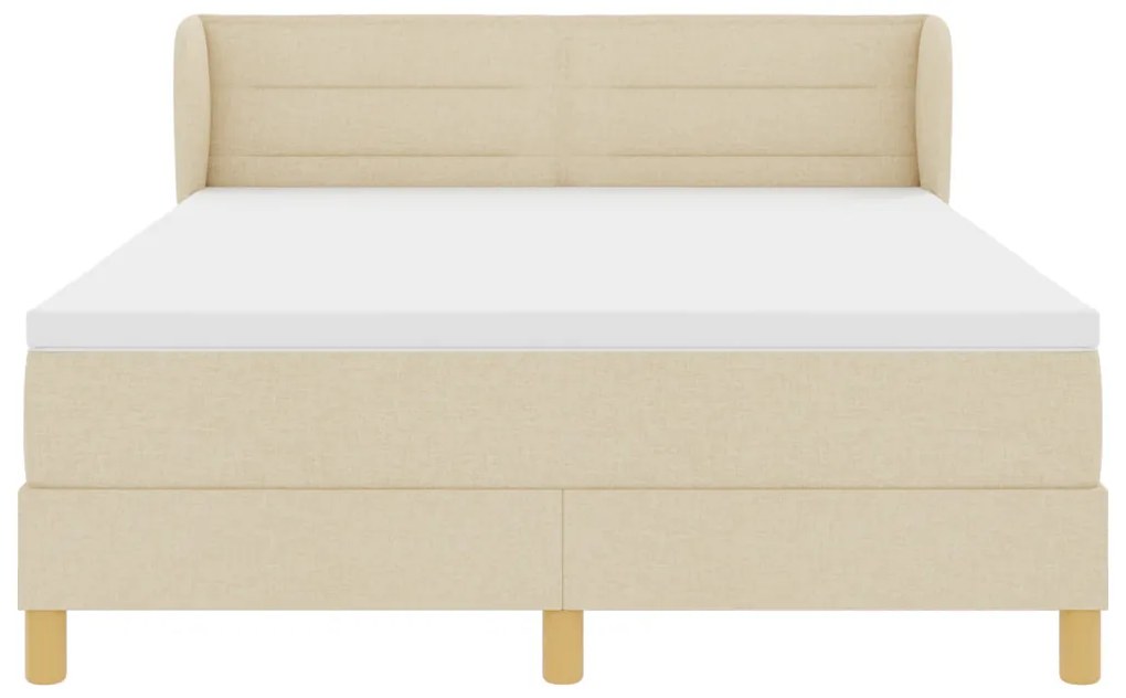 Boxspring Ágy Matraccal - Krém, 140x190 cm, Szövet