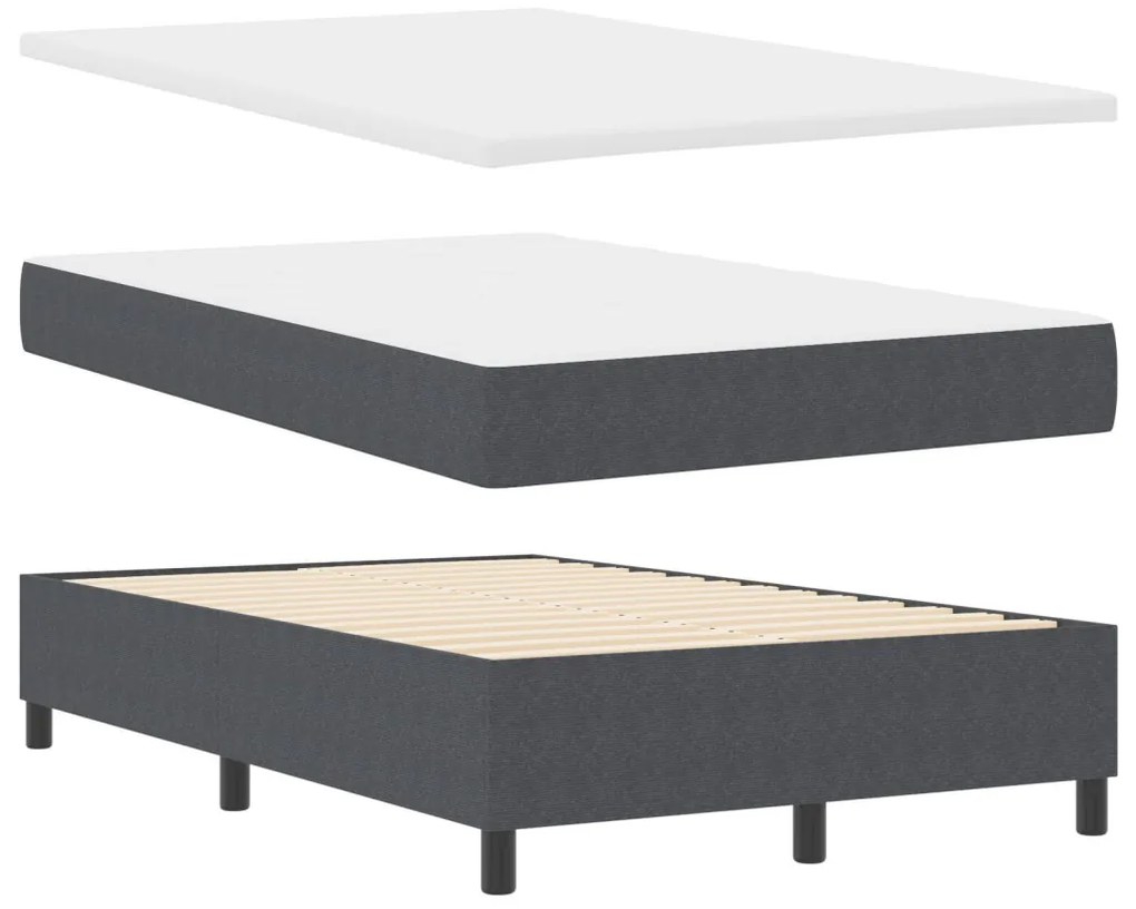 Box Spring Ágy Matracokkal Sötétszürke 120x200 cm Kordbársony Szövet