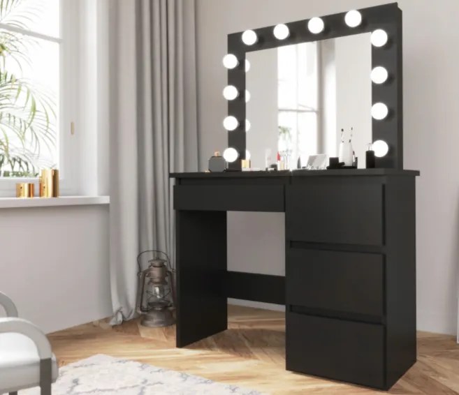 Öltöző asztal LED tükörrel Cleopatra Black