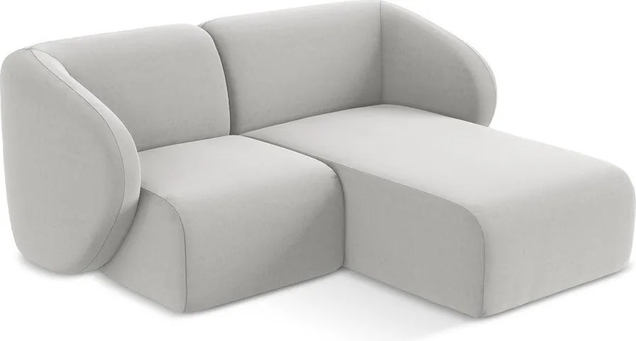Világosszürke bársony sarokkanapé (jobb oldali-heverő résszel) Lani – Makamii