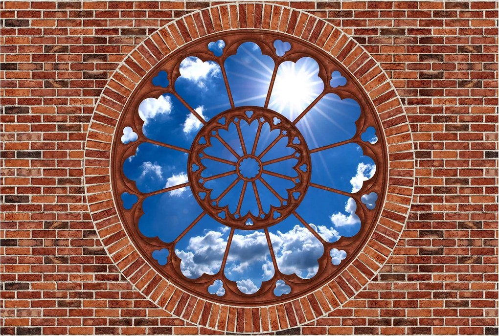 Fotótapéta Téglafal ablakkal az égig 368x254 vinil +ragasztó