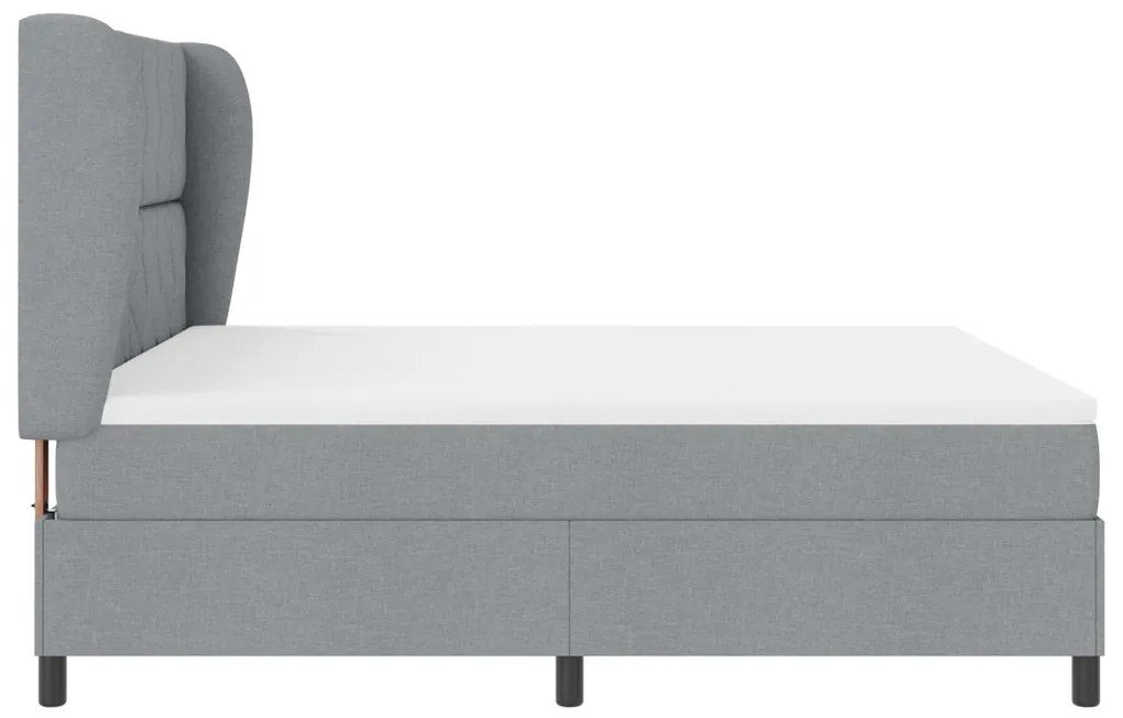 Boxspring Ágy Matraccal - Világosszürke, 180x200 cm, Anyag