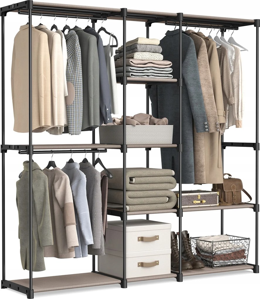 Moduláris Nyitott Gardróbszekrény Ruhaszekrény cipő gardrób taupe