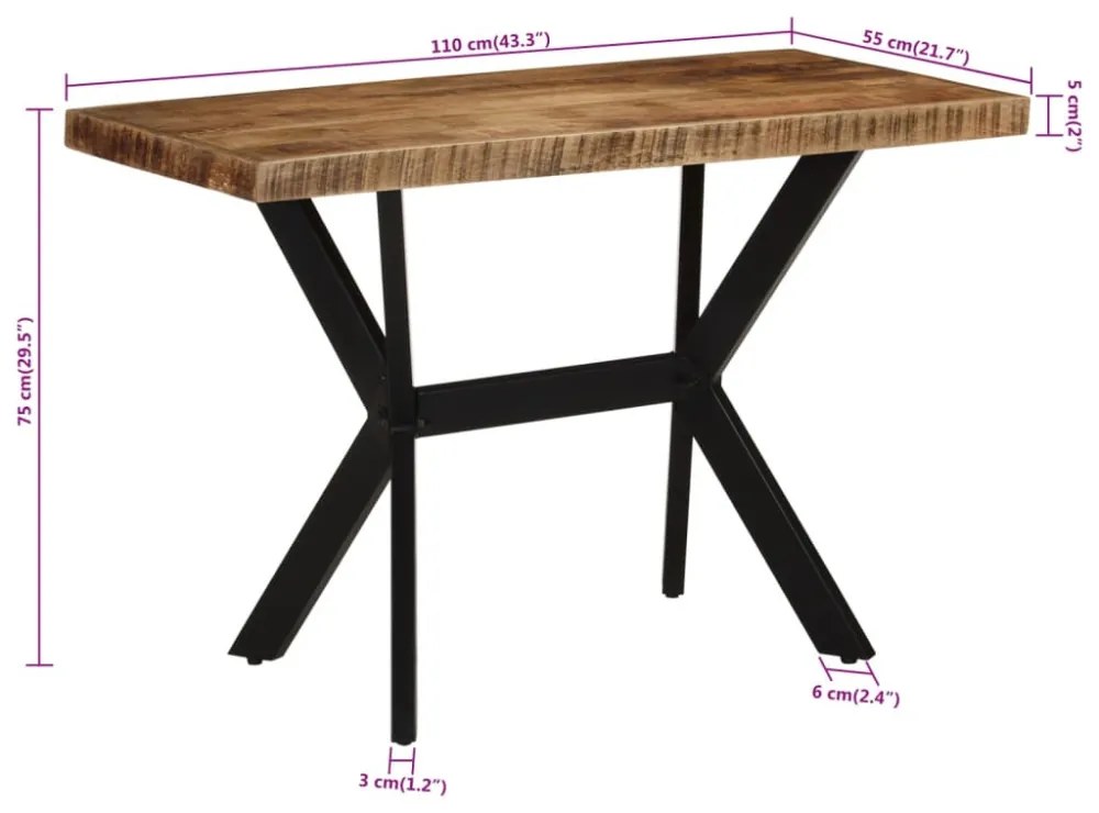 tömör mangófa étkezőasztal 110 x 55 x 75 cm
