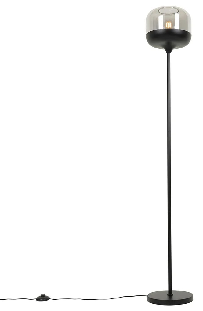 Design állólámpa fekete arannyal és füstüveggel - Kyan