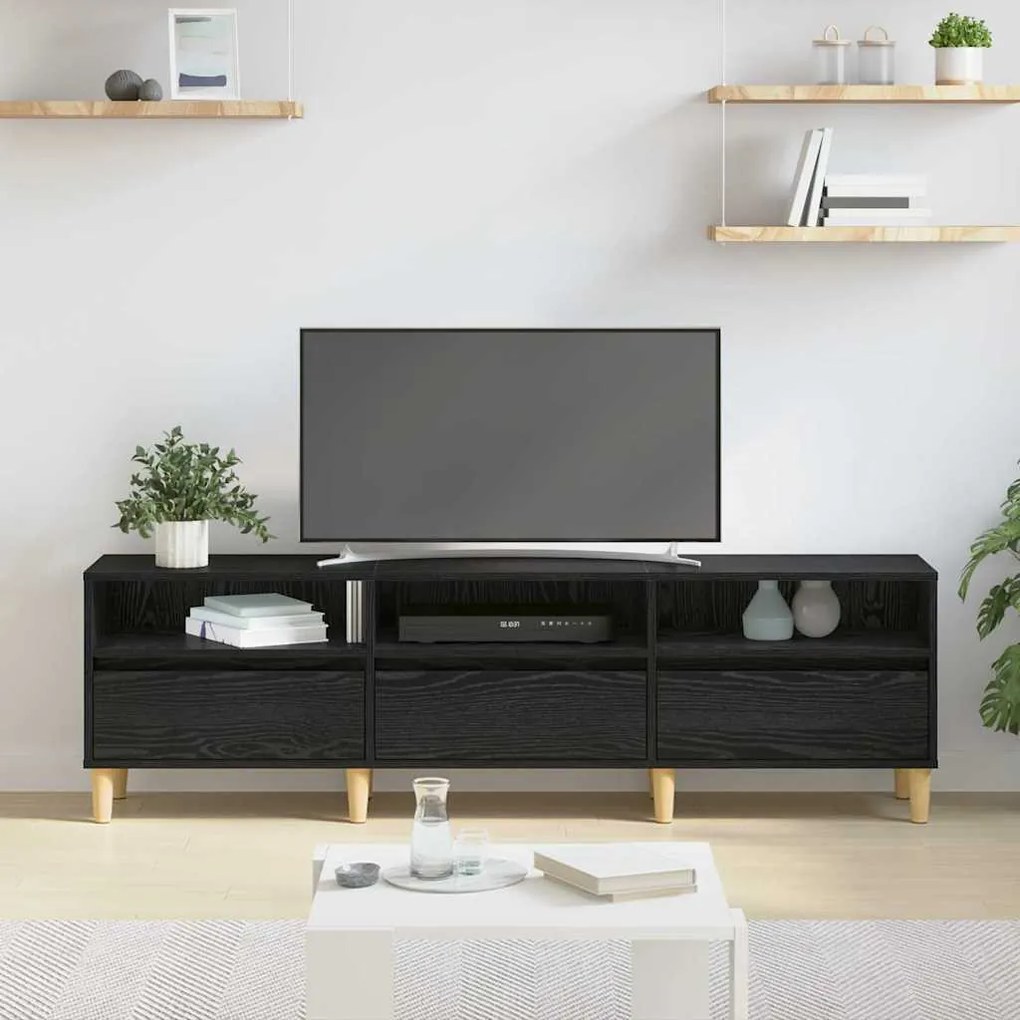 TV szekrény fiókkal Musta tammi 150 x 30 x 45 cm Faanyag