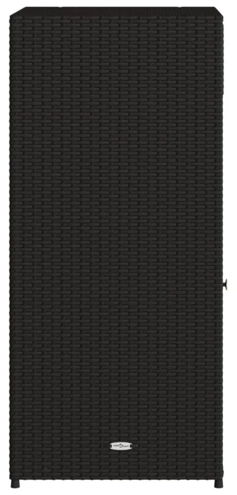 fekete polyrattan kerti tárolószekrény 55 x 55 x 111 cm