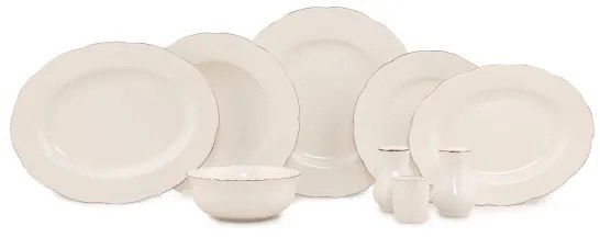 54 darabos étkészlet fehér/réz/csontporcelán