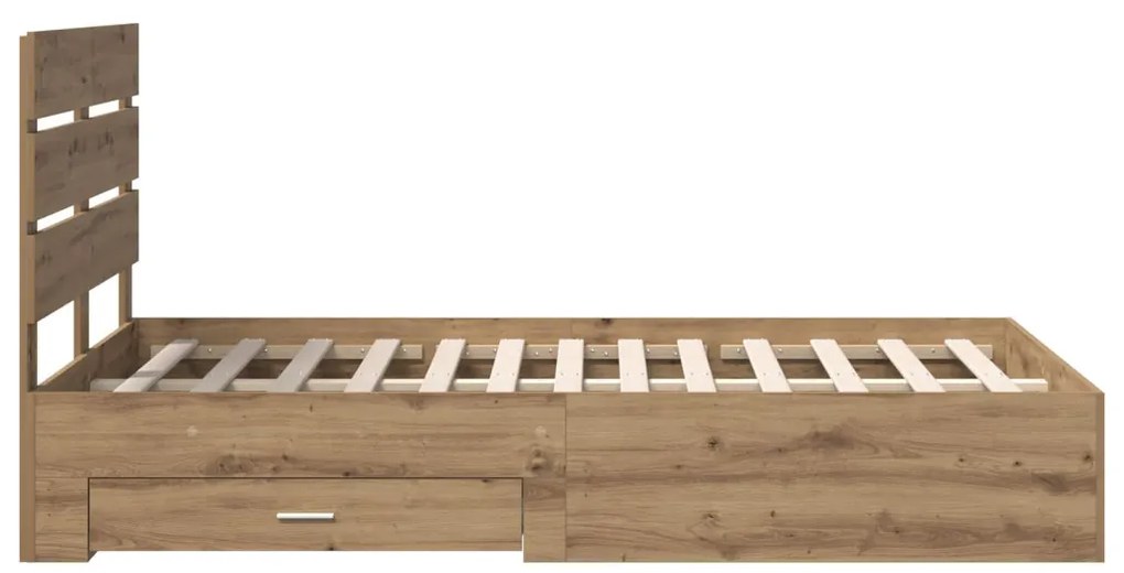 vidaXL Ágykeret fiókkal fejtámlával Artisan tölgy 120 x 200 cm Faanyag