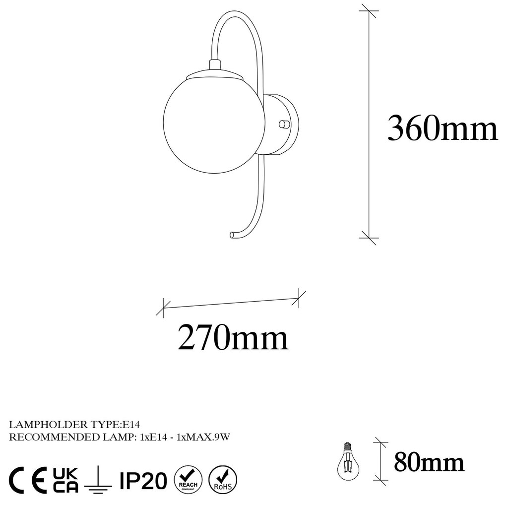 Fali lámpa, Jewel - 10560