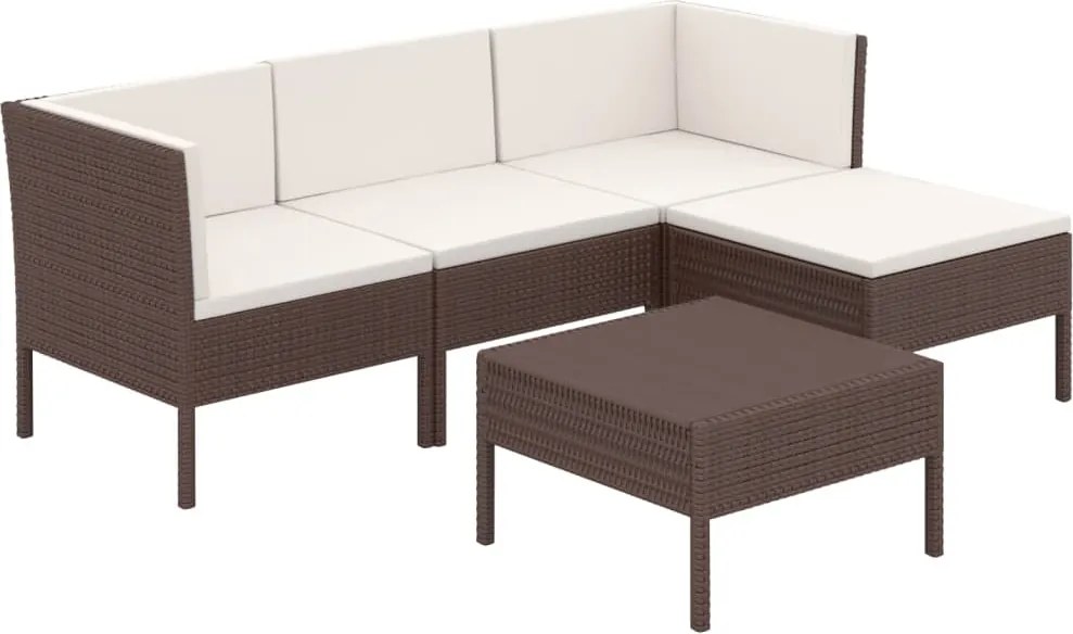 vidaXL 5 részes barna polyrattan kerti ülőgarnitúra párnákkal